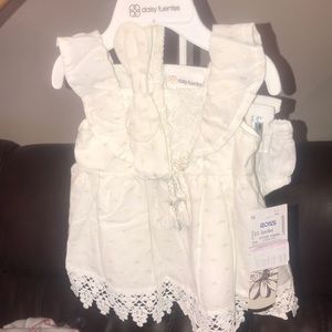 Two piece white baby outfit